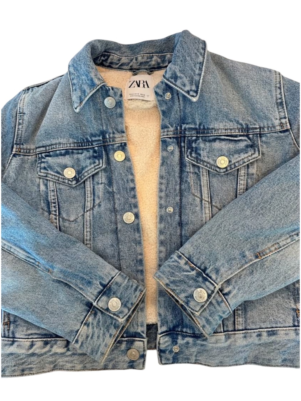 ZARA denim jean sherpa lined jacket